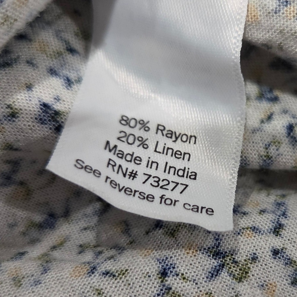 Sonoma Goods For Life Floral Tiered Midi Dress Blue White Linen Blend XXL - Picture 6 of 8